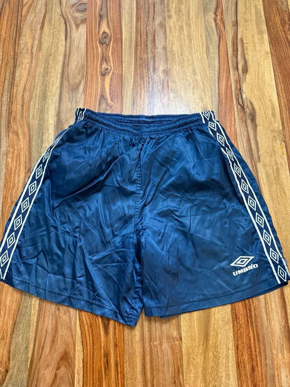Umbro Vintage Diamond Tape Soccer Shorts Navy Blue Size M